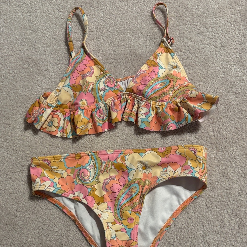 Billabong Kids Floral Paisley Bikini - Yellow, Pink, Orange, Green